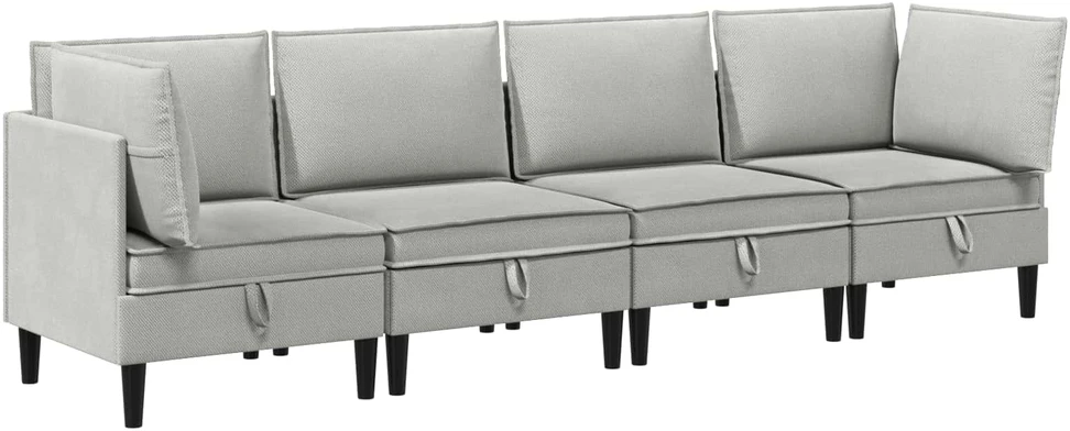 Sofa Svetainės baldų komplektas 4 vnt. Šviesiai pilka Audinys