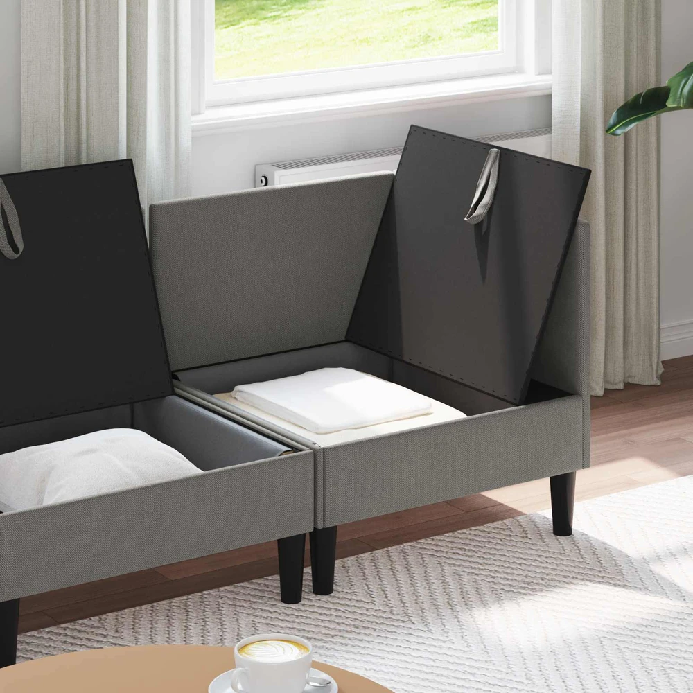 Sofa Svetainės baldų komplektas 4 vnt. Tamsiai pilka Audinys