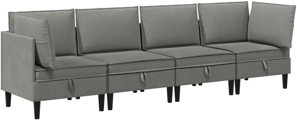 Sofa Svetainės baldų komplektas 4 vnt. Tamsiai pilka Audinys
