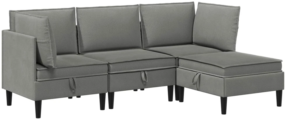 Sofa Svetainės baldų komplektas 4 vnt. Tamsiai pilka Audinys