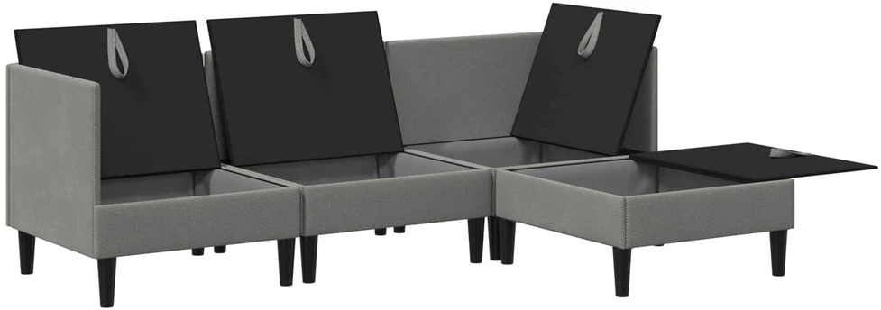 Sofa Svetainės baldų komplektas 4 vnt. Tamsiai pilka Audinys