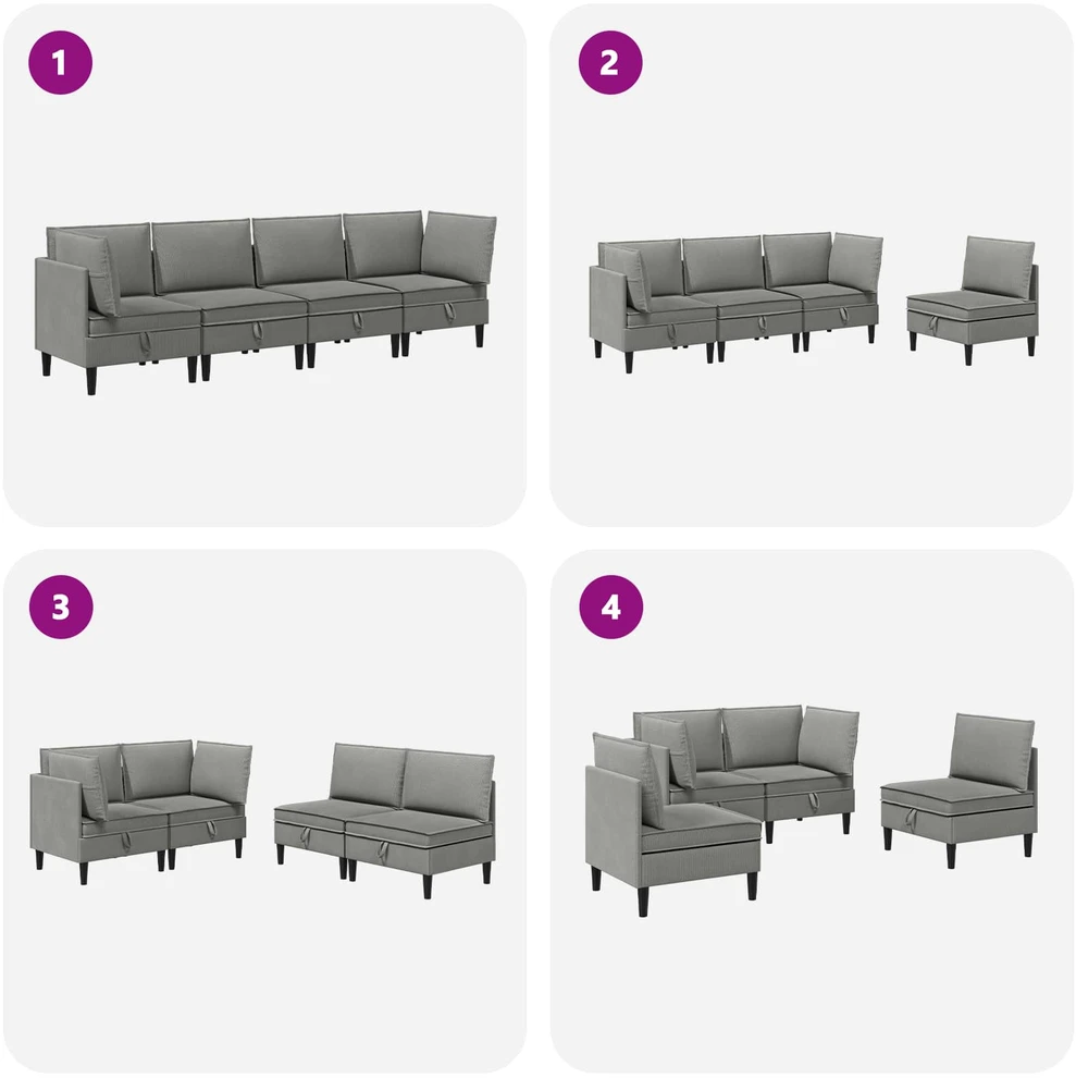 Sofa Svetainės baldų komplektas 4 vnt. Tamsiai pilka Audinys