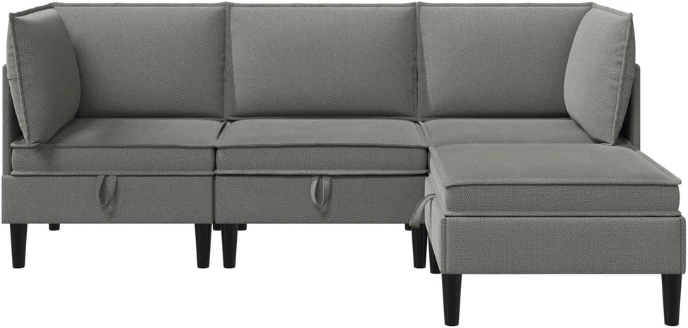 Sofa Svetainės baldų komplektas 4 vnt. Tamsiai pilka Audinys