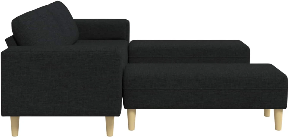Svetainės sofa 3 vnt. Juoda Poliesteris