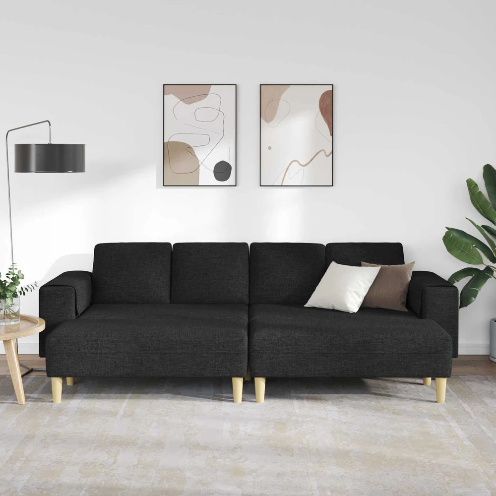 Svetainės sofa 3 vnt. Juoda Poliesteris