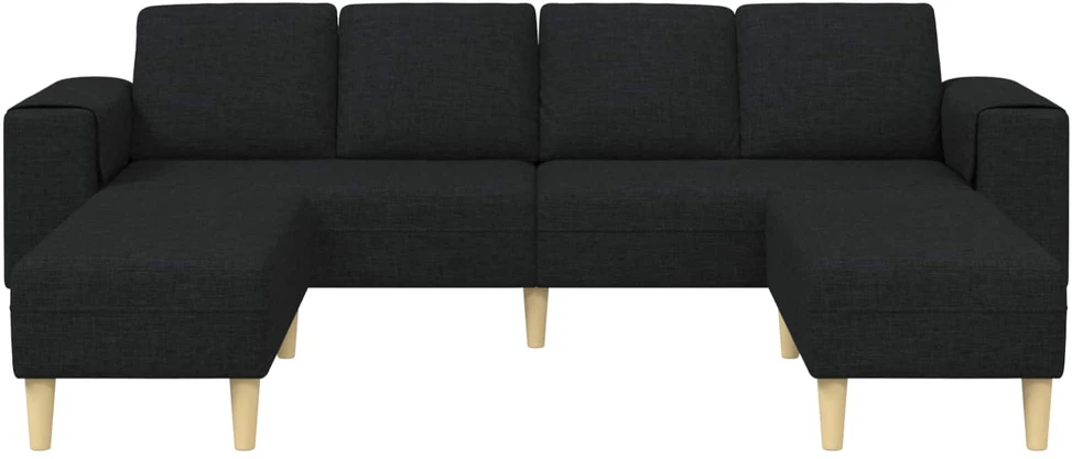 Svetainės sofa 3 vnt. Juoda Poliesteris