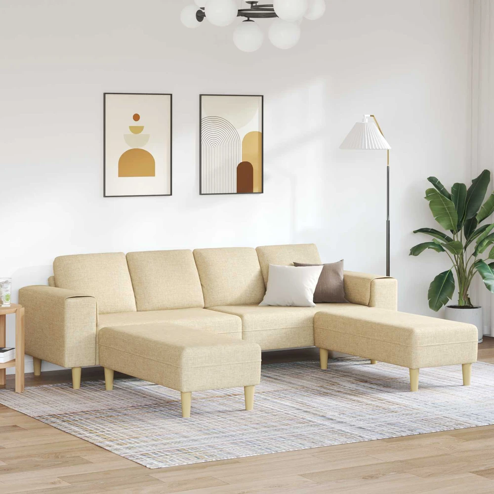 Svetainės sofa 3 vnt. Kreminė Poliesteris