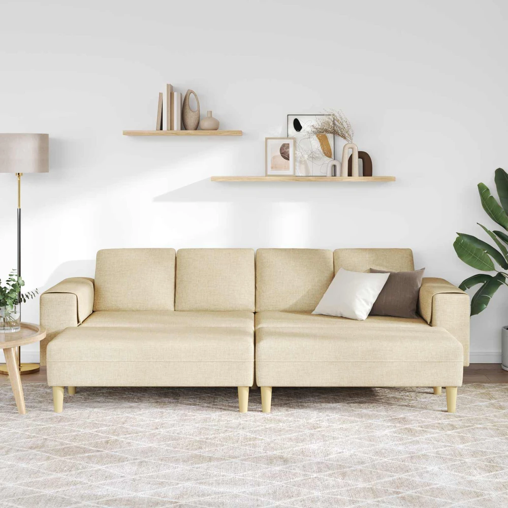 Svetainės sofa 3 vnt. Kreminė Poliesteris