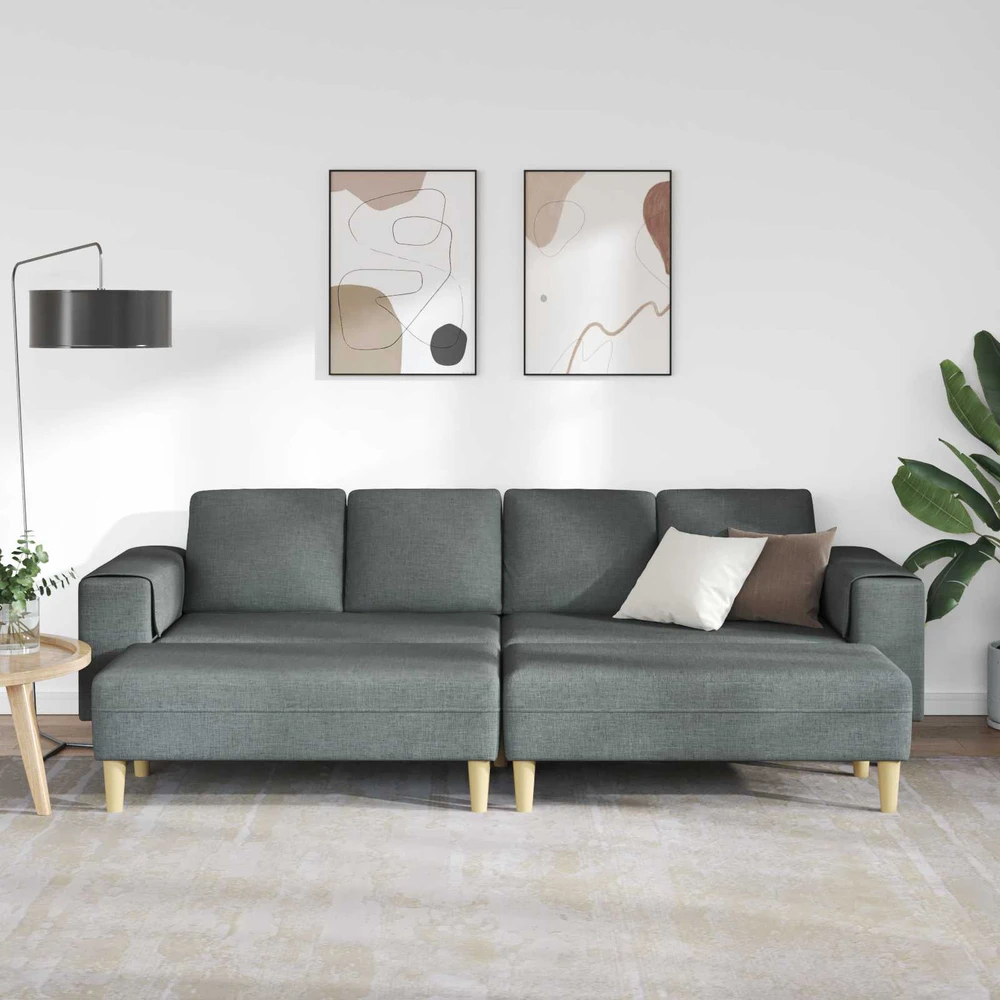 Svetainės sofa 3 vnt. Tamsiai pilka Poliesteris
