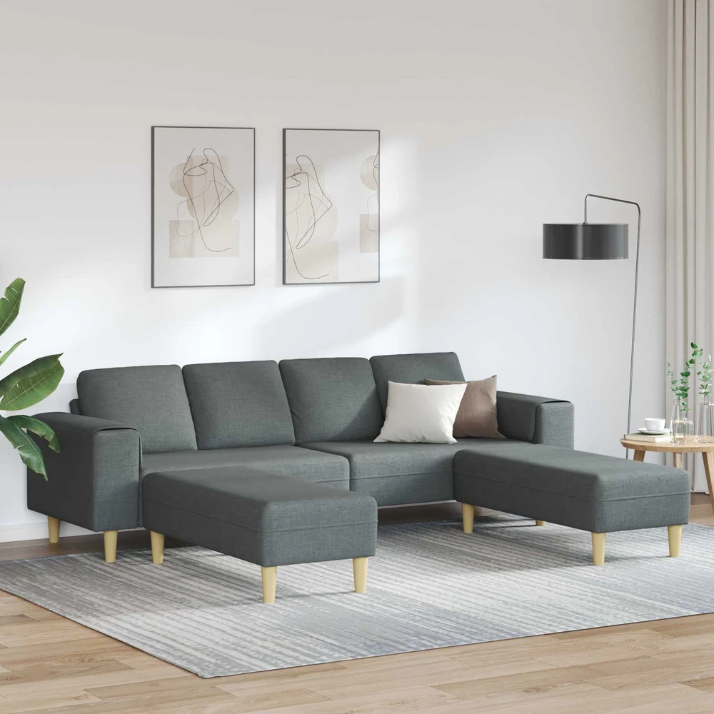 Svetainės sofa 3 vnt. Tamsiai pilka Poliesteris