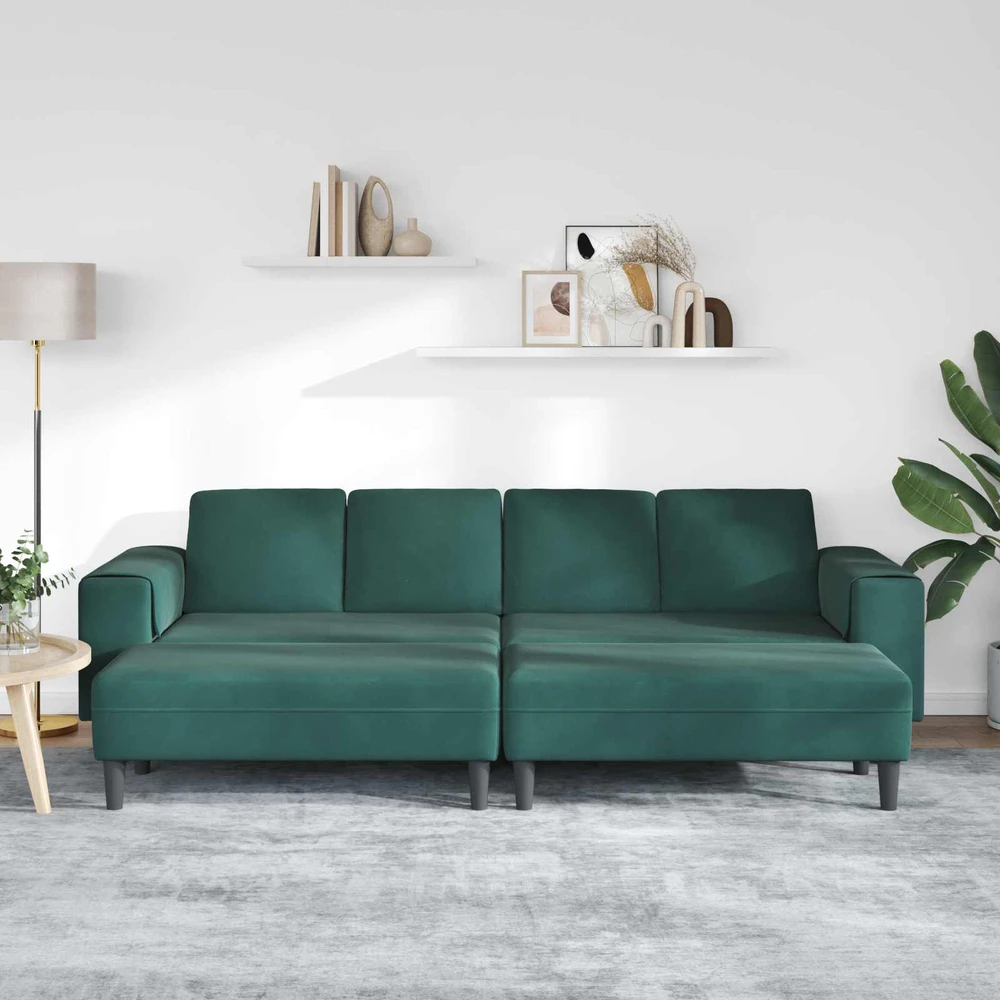 Svetainės sofa 3 vnt. Tamsiai žalia