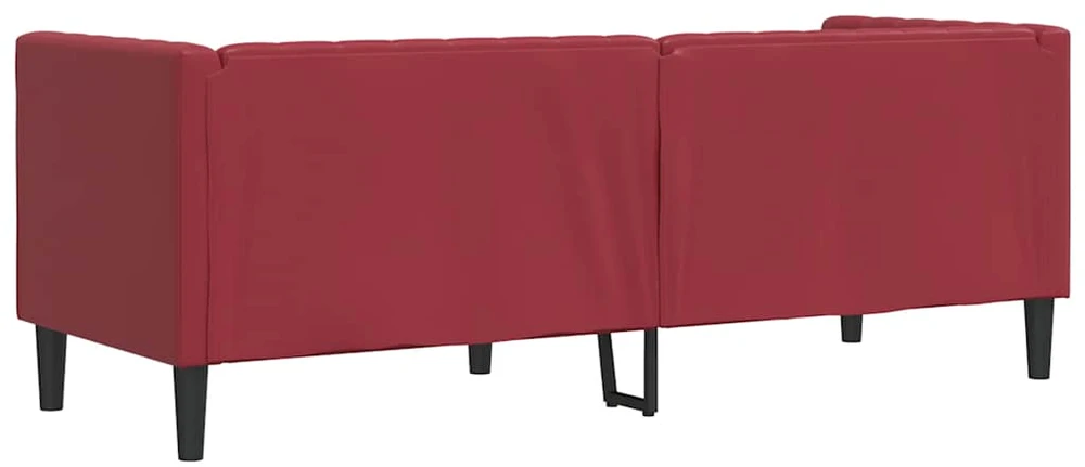Trivietė chesterfield sofa, raudonojo vyno sp., dirbtinė oda