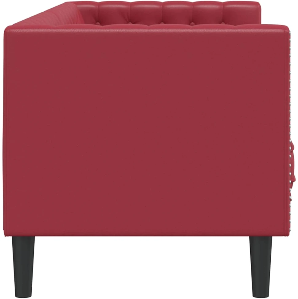 Trivietė chesterfield sofa, raudonojo vyno sp., dirbtinė oda