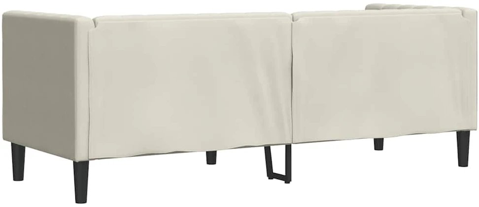 Trivietė chesterfield sofa su pagalvėlėmis, kreminė, aksomas