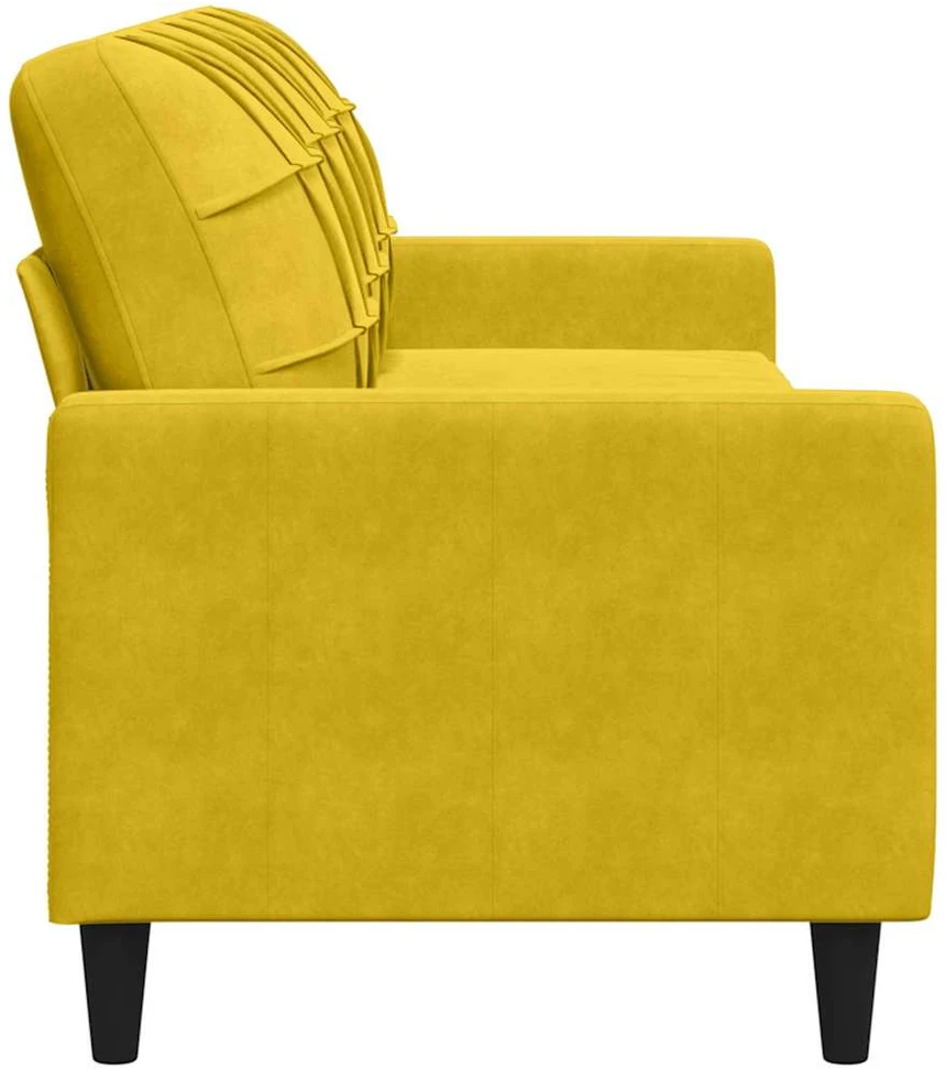 Trivietė sofa, geltonos spalvos, 210cm, aksomas