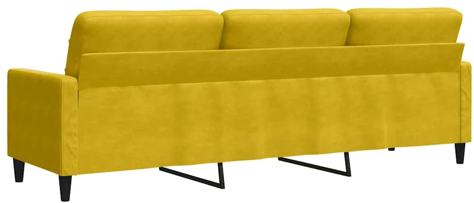 Trivietė sofa, geltonos spalvos, 210cm, aksomas