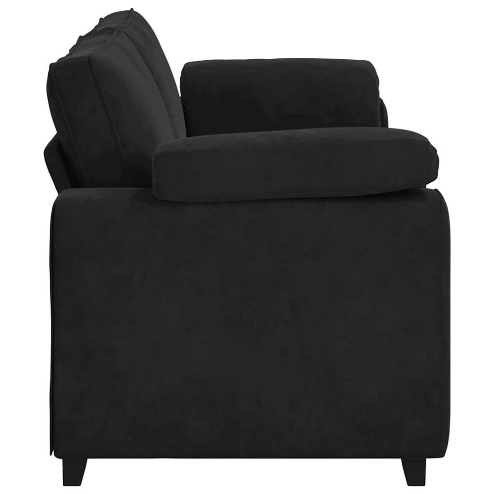 Trivietė sofa, juoda, 220x77x82 cm, aksomas