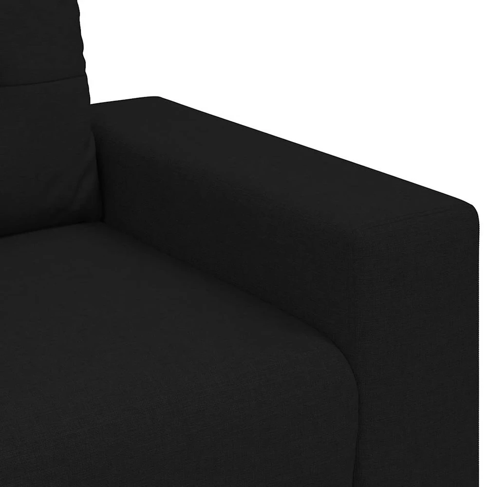 Trivietė sofa, juoda, 220x78x80 cm, audinys