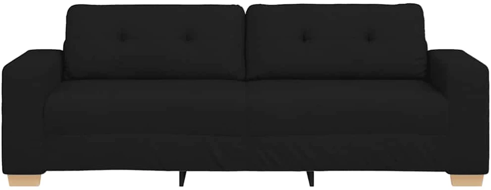 Trivietė sofa, juoda, 220x78x80 cm, audinys