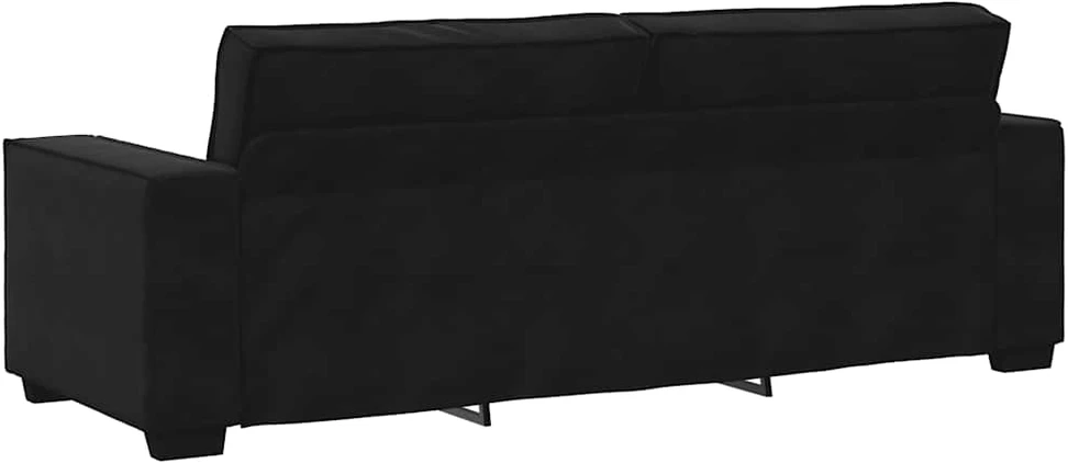 Trivietė sofa, juoda, 220x78x84 cm, aksominė