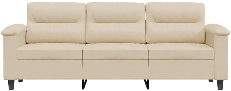 Trivietė sofa, kreminės spalvos, 180cm, mikropluošto audinys