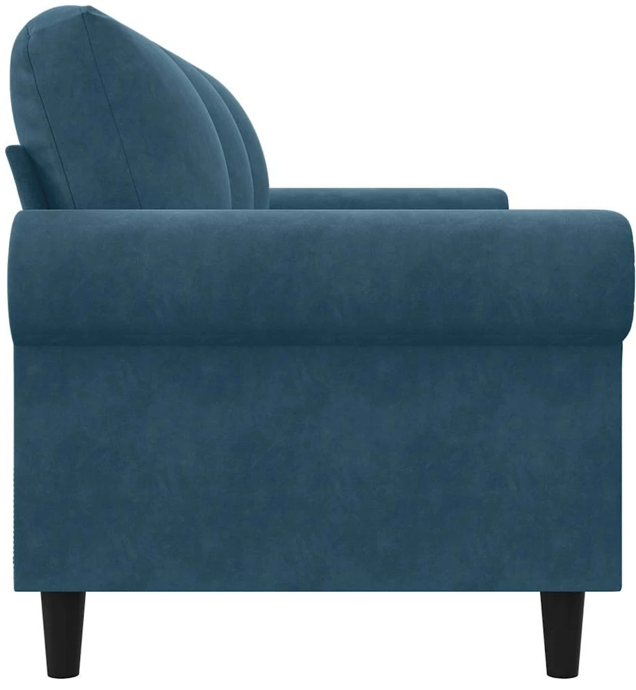 Trivietė sofa, mėlynos spalvos, 180cm, aksomas