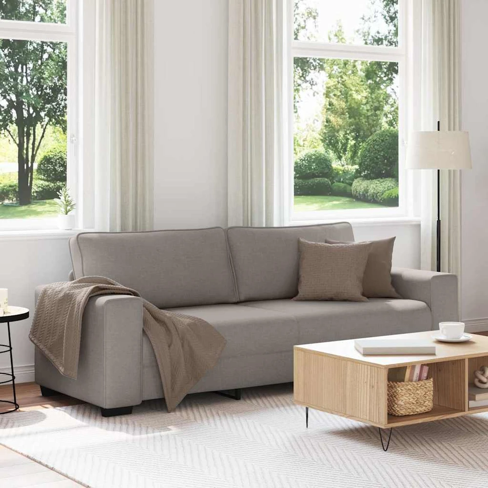 Trivietė sofa, pilkai ruda, 220x77x82 cm, audinys
