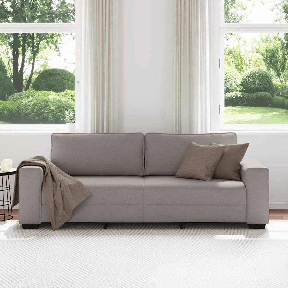 Trivietė sofa, pilkai ruda, 220x77x82 cm, audinys