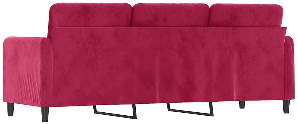 Trivietė sofa, raudonojo vyno spalvos, 180cm, aksomas