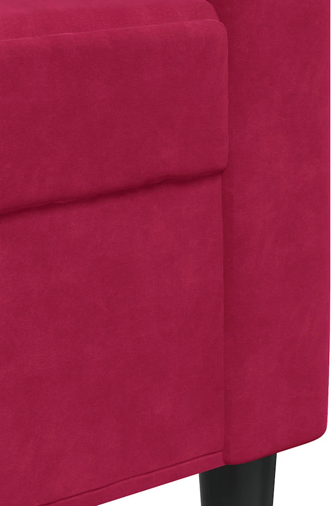Trivietė sofa, raudonojo vyno spalvos, 210cm, aksomas