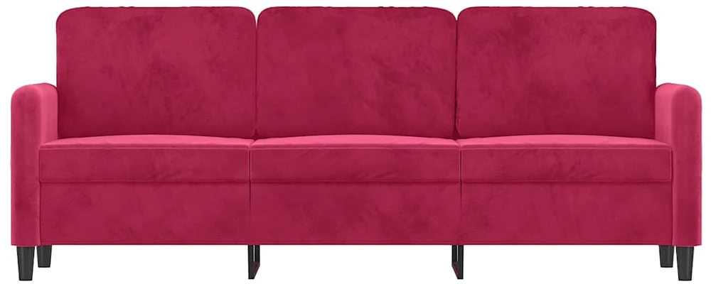 Trivietė sofa, raudonojo vyno spalvos, 180cm, aksomas