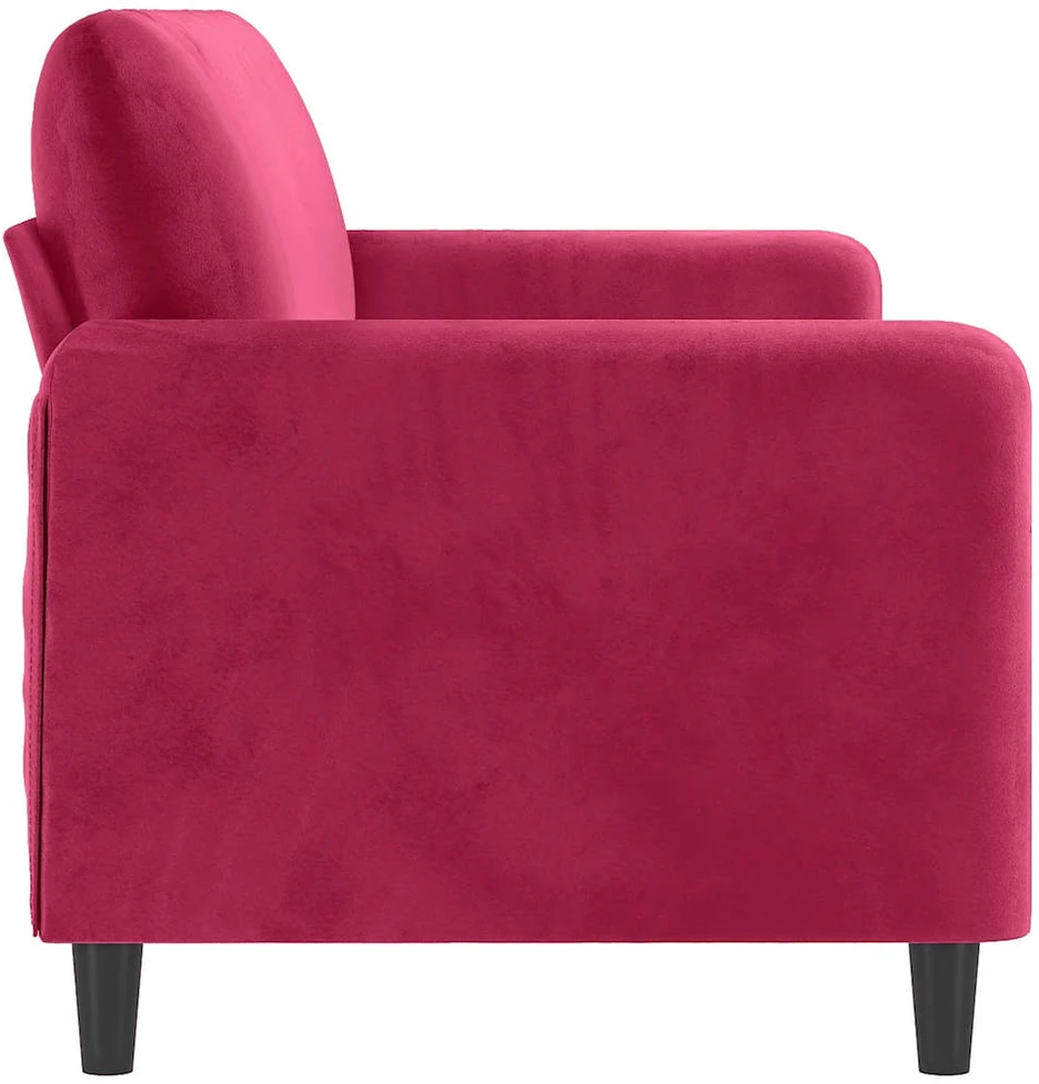 Trivietė sofa, raudonojo vyno spalvos, 180cm, aksomas
