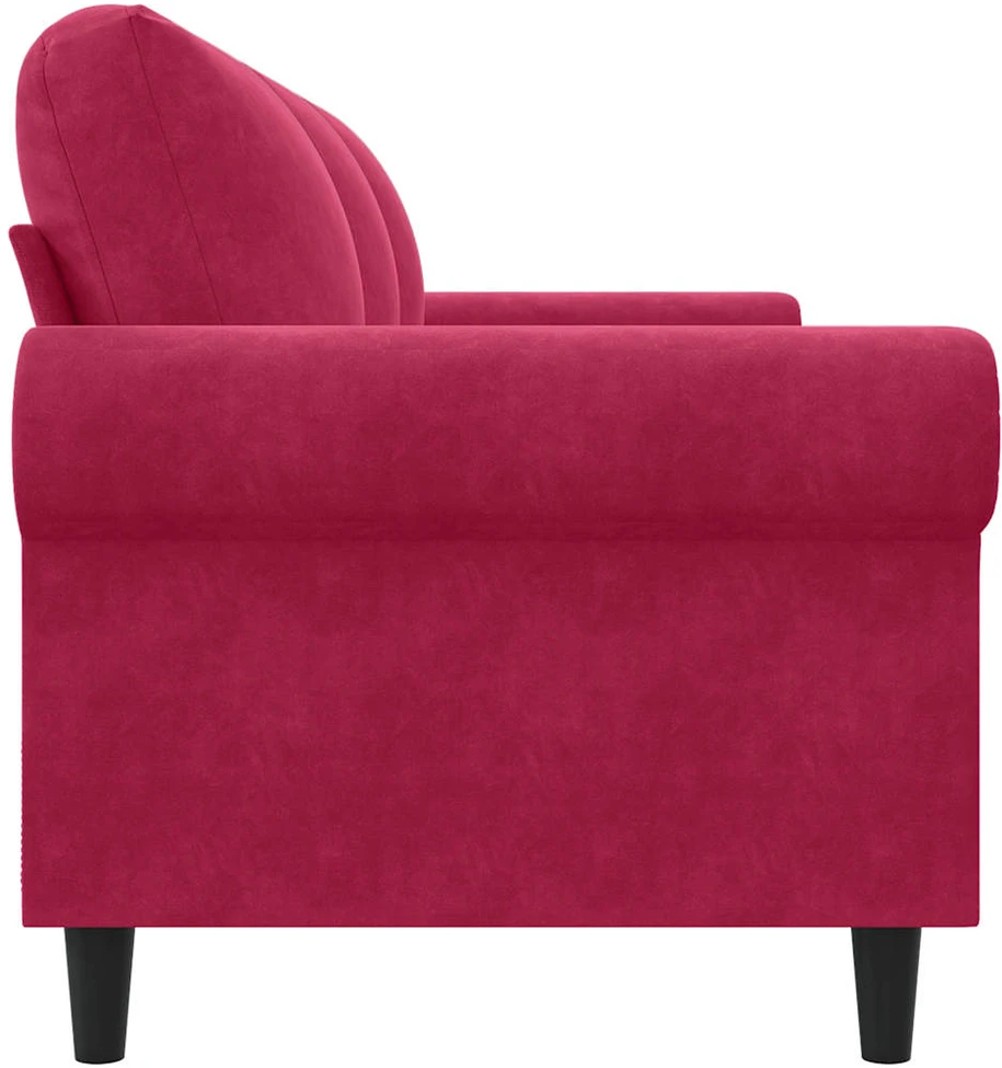 Trivietė sofa, raudonojo vyno spalvos, 180cm, aksomas