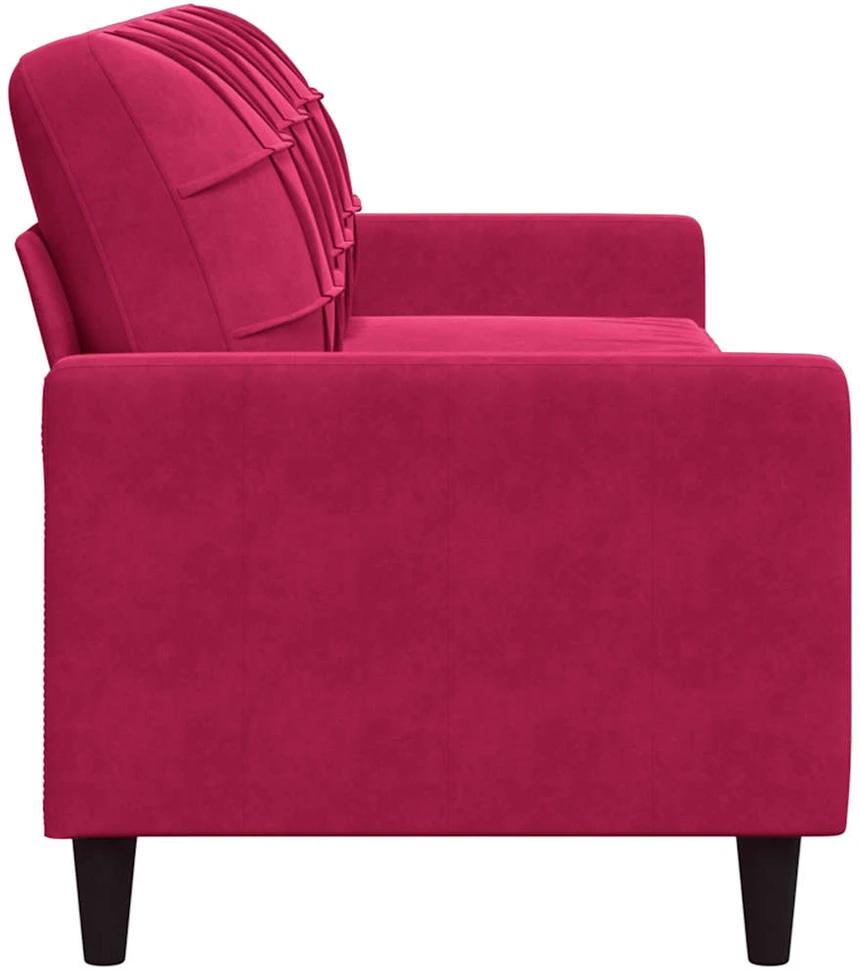Trivietė sofa, raudonojo vyno spalvos, 210cm, aksomas