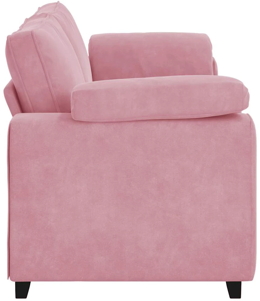 Trivietė sofa, rožinė, 220x77x82 cm, aksomas