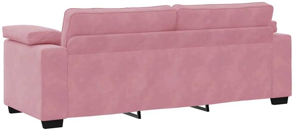 Trivietė sofa, rožinė, 220x77x82 cm, aksomas