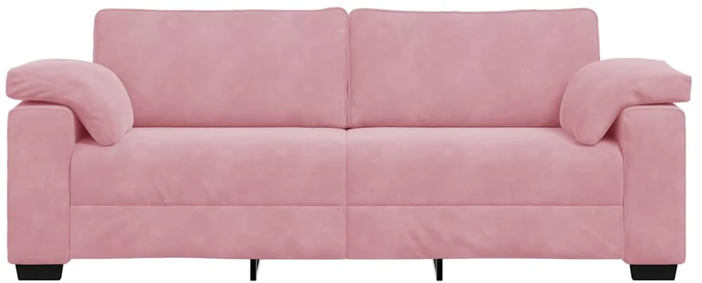 Trivietė sofa, rožinė, 220x77x82 cm, aksomas