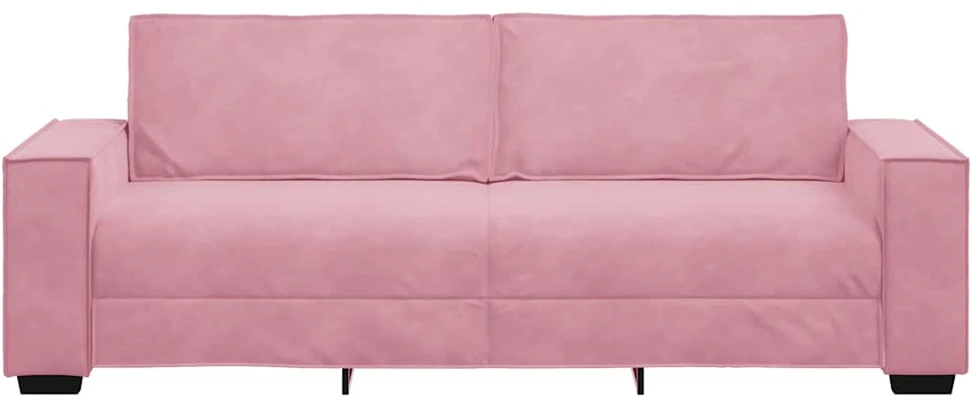 Trivietė sofa, rožinė, 220x78x84 cm, aksomas