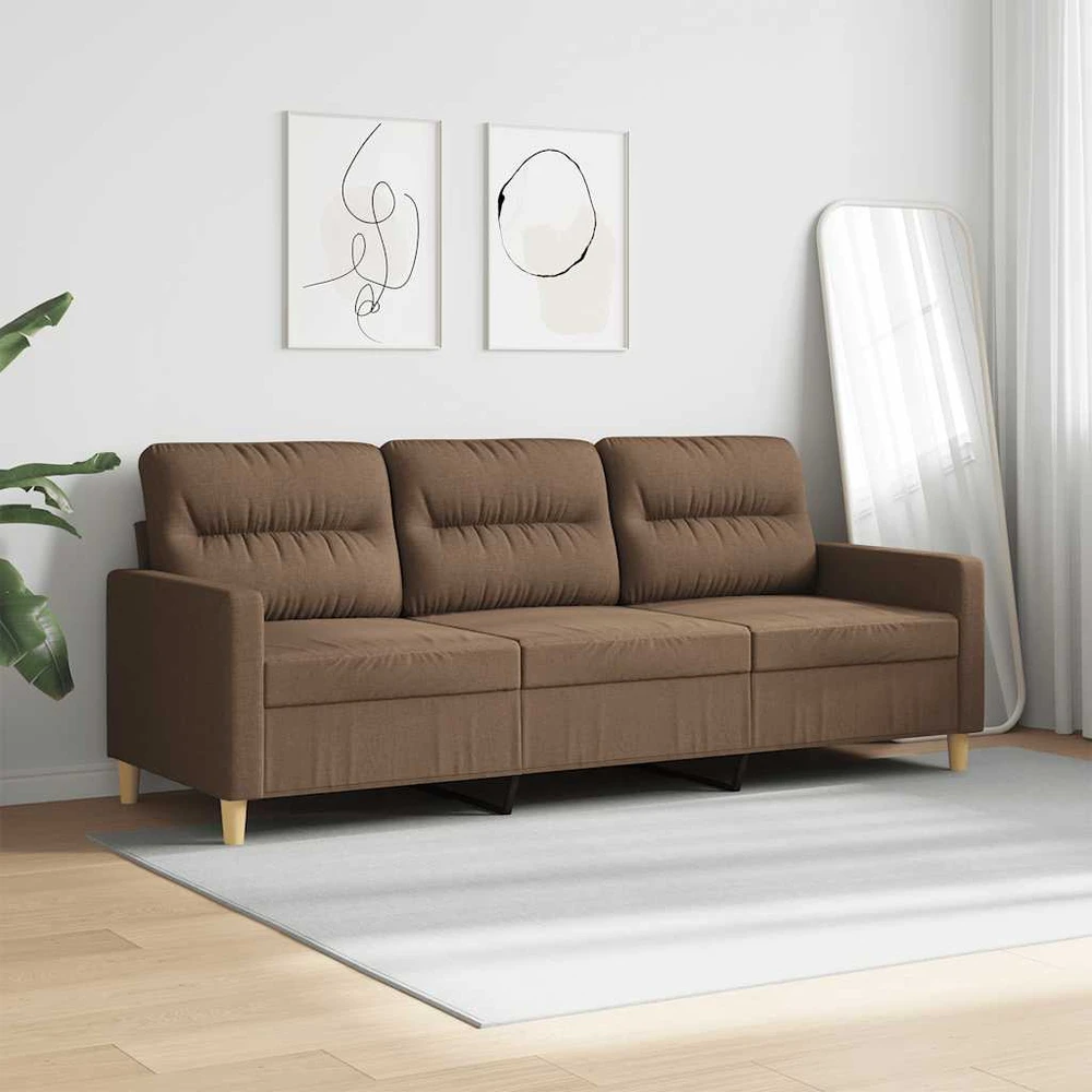 Trivietė sofa, rudos spalvos, 180cm, audinys