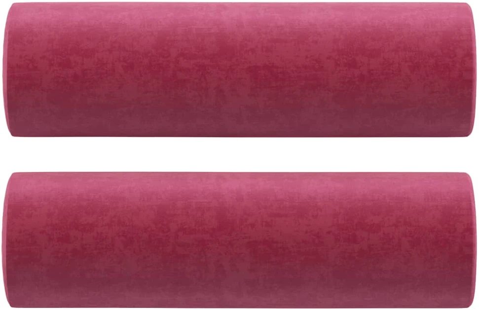 Trivietė sofa su pagalvėlėmis, raudonojo vyno, 180cm, aksomas