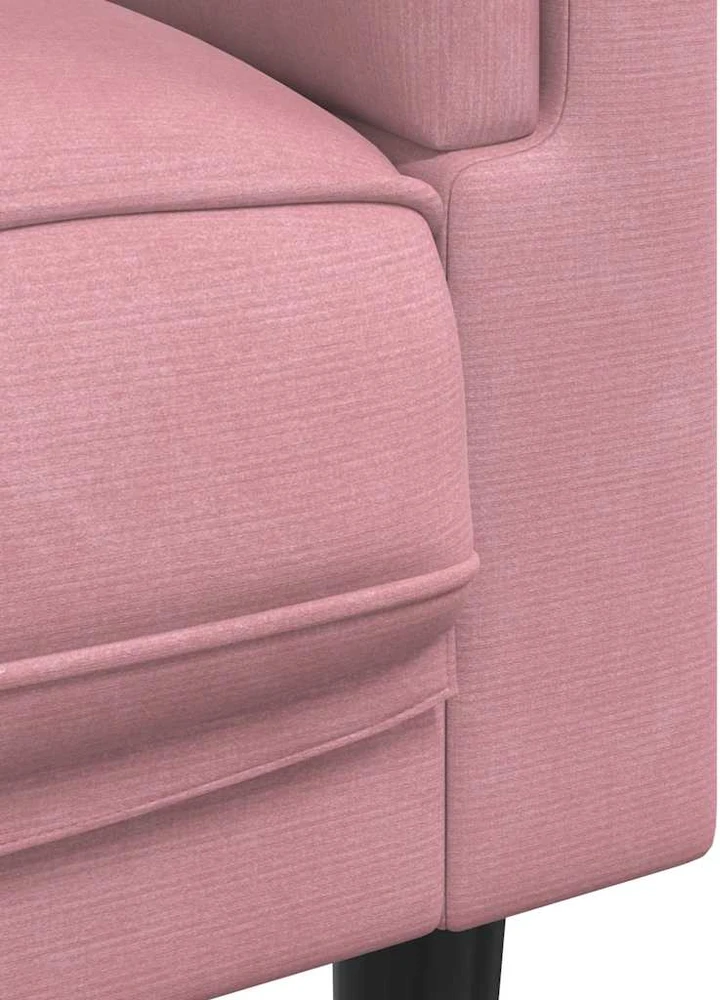 Trivietė sofa su pagalvėlėmis, rožinės spalvos, aksomas