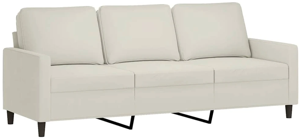 Trivietė sofa su pakoja, kreminės spalvos, 180cm, aksomas