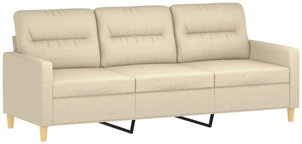 Trivietė sofa su pakoja, kreminės spalvos, 180cm, audinys