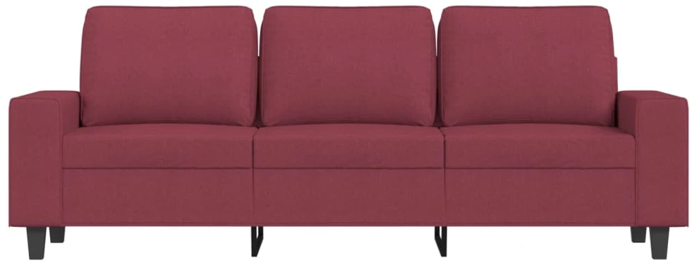 Trivietė sofa su pakoja, raudonojo vyno spalvos, 180cm, audinys
