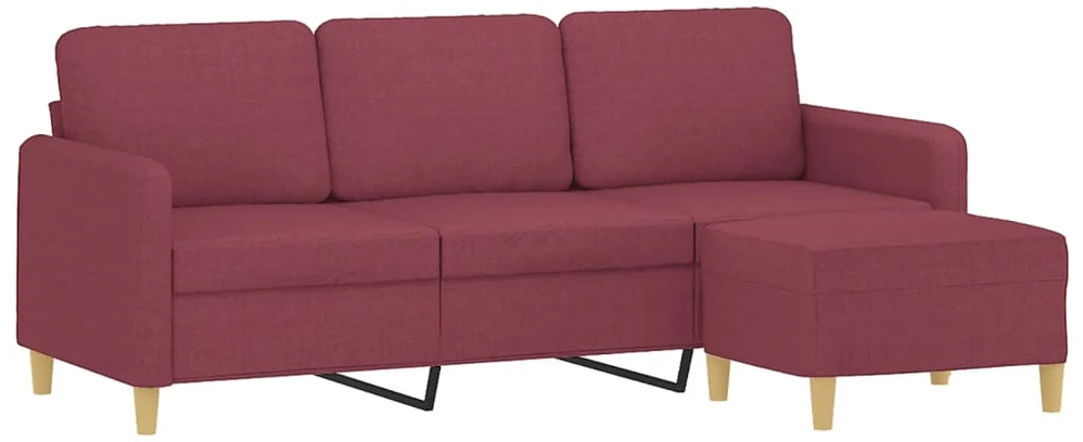 Trivietė sofa su pakoja, raudonojo vyno spalvos, 180cm, audinys