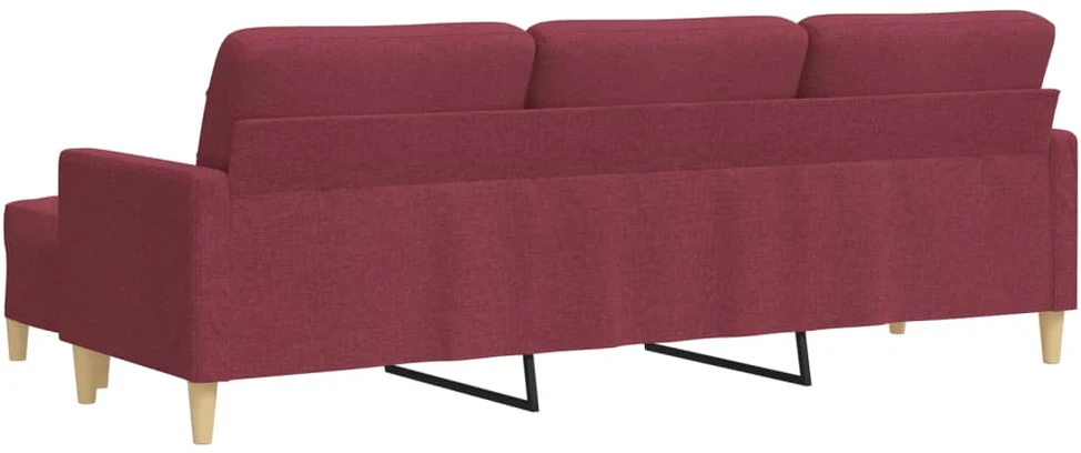 Trivietė sofa su pakoja, raudonojo vyno spalvos, 210cm, audinys