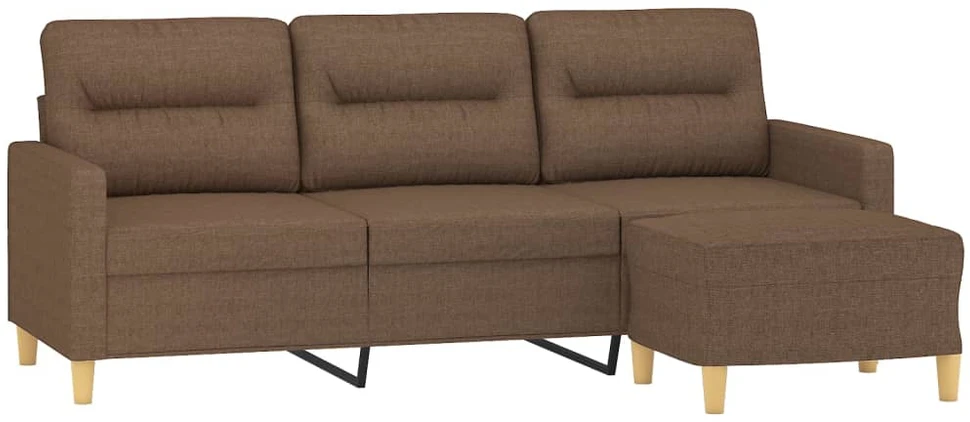 Trivietė sofa su pakoja, rudos spalvos, 180cm, audinys