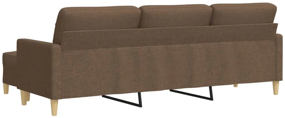 Trivietė sofa su pakoja, rudos spalvos, 210cm, audinys