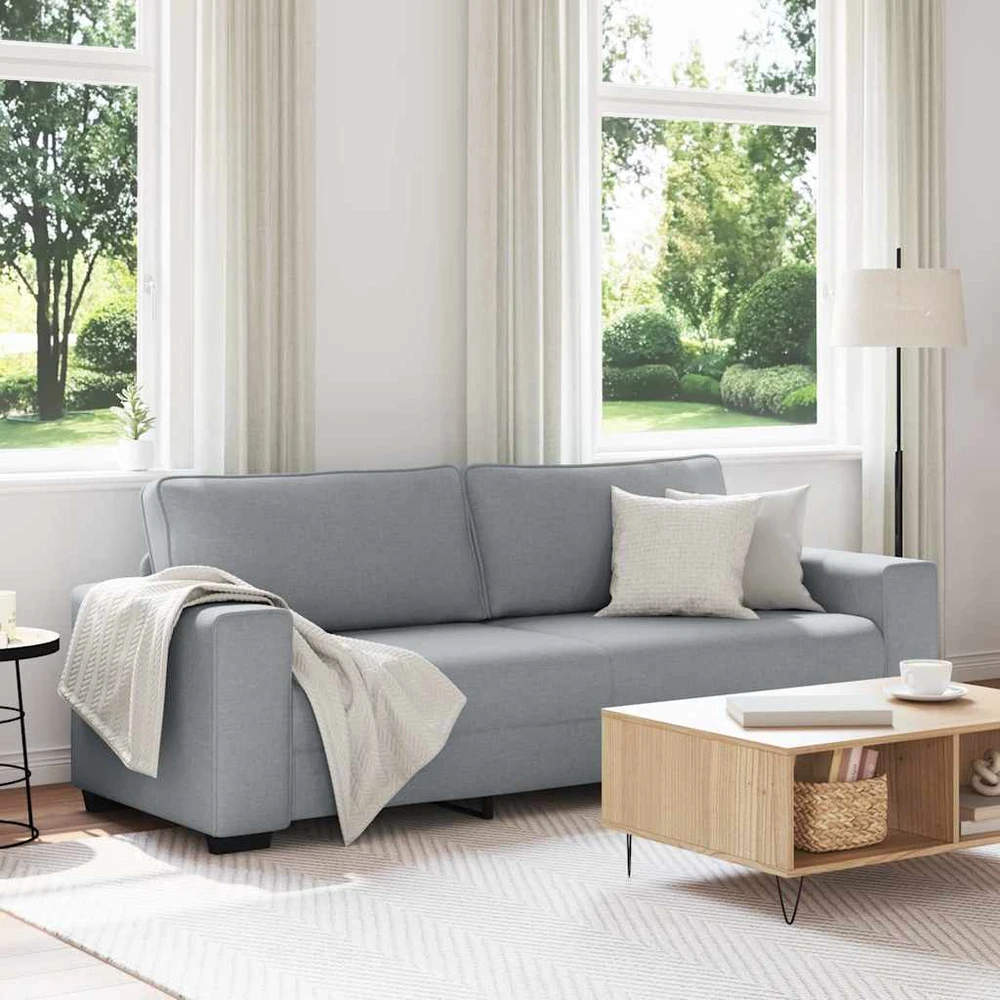Trivietė sofa, šviesiai pilka, 220x77x82 cm, audinys