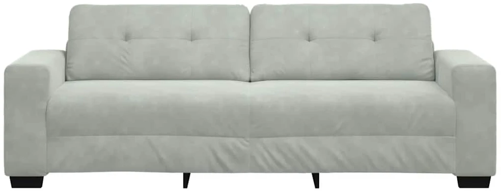 Trivietė sofa, šviesiai pilka, 220x78x80 cm, aksomas
